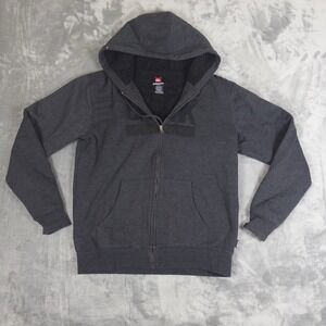 Y2K QuickSilver Hoodie Full Zip Heavy Sherpa Fleece Lined Jacket Mens M Gray